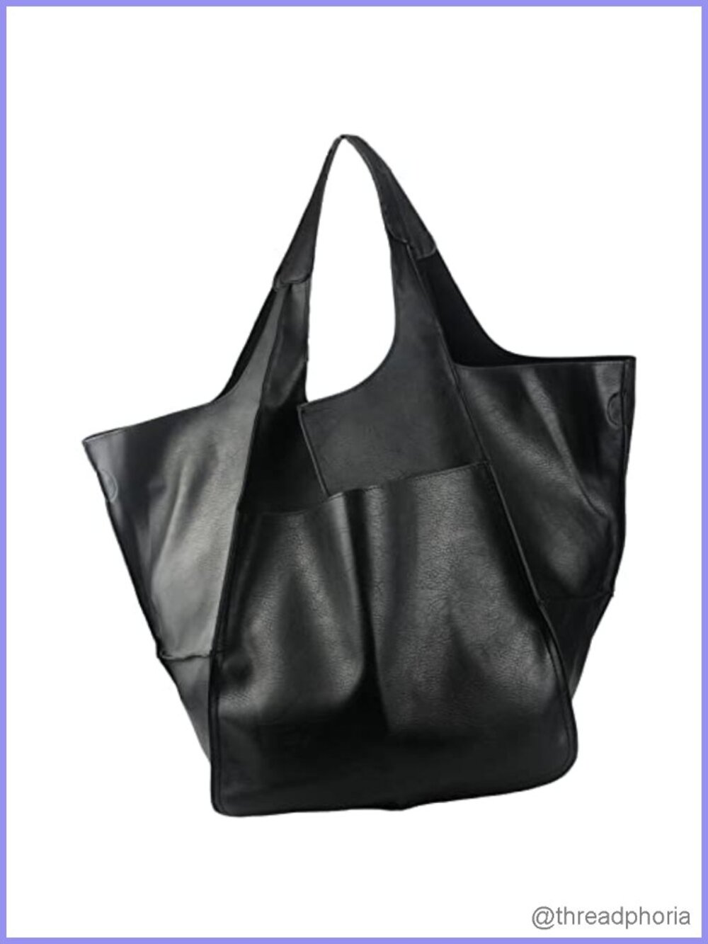 Oversized PU Leather Tote Bag Huge Capacity Foldable Hobo Shoulder Bag